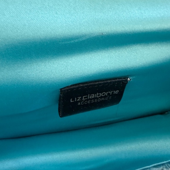 Liz Claiborne Teal Crocodile-Embossed Chain Strap Bag-Vintage Y2K Mini Purse - Picture 9 of 9